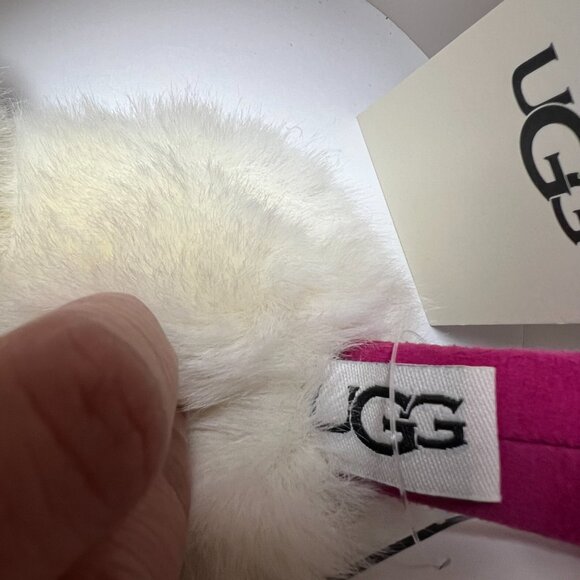 NEW Girls White Faux Fur Earmuffs Pink Velvet Band Rainbow Sequin Winter Warm - Picture 9 of 15